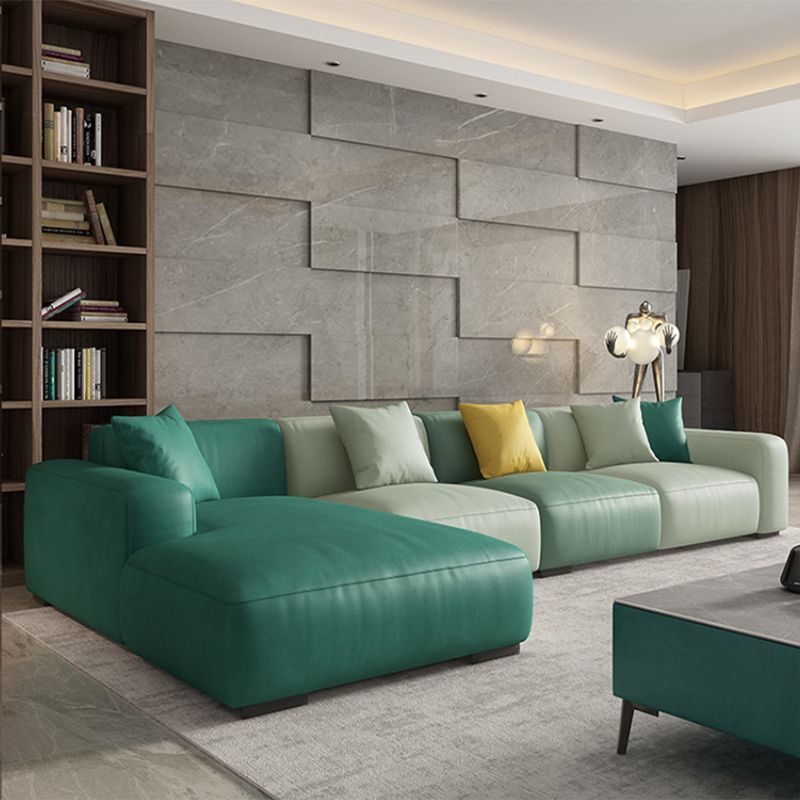 Stationary Faux Leather Living Room Square Arm Cushions Sofa