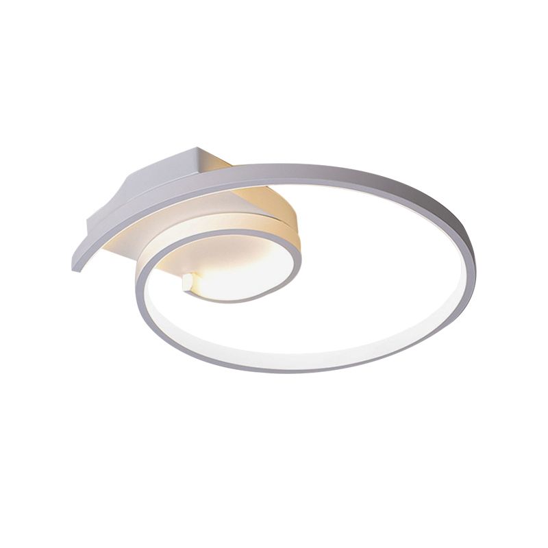 Super Thin Curled Metal Flush Mount Light Modern Style 16.5"/20.5" W LED Black/White Ceiling Lamp in Warm/White Light