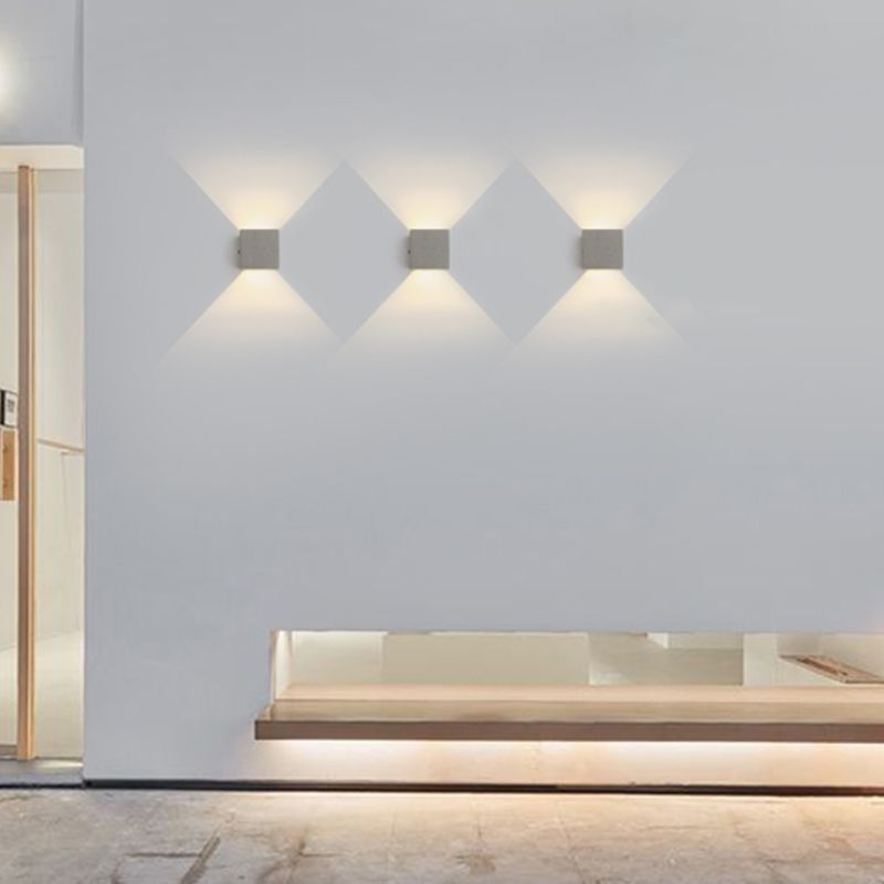 Industrial Cement Wall Light Cube Single Light Wall Sconce in Grey for Bedroom