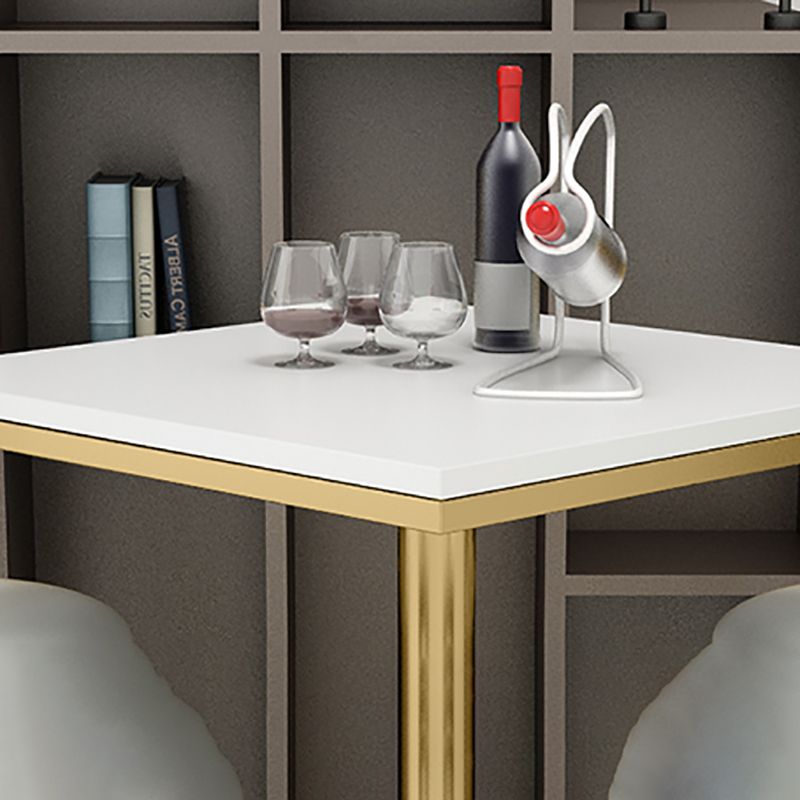 Glam Solid Wood Bistro Table Fixed Pedestal Bar Dining Table with Metal Base