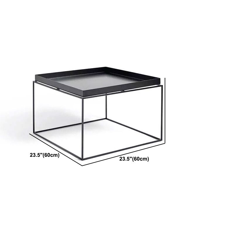 Iron Coffee Table Mid-Century Modern Frame Cocktail Table in Black