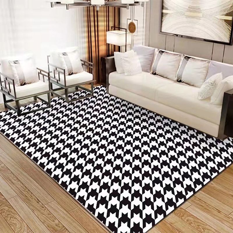 Black and White Checkerboard Rug Modern Polyester Area Carpet Indoor Rug for Room