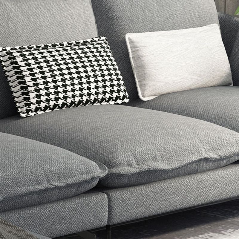 Linen Blend L-Shape Sectional with Pillows Back for Living Room