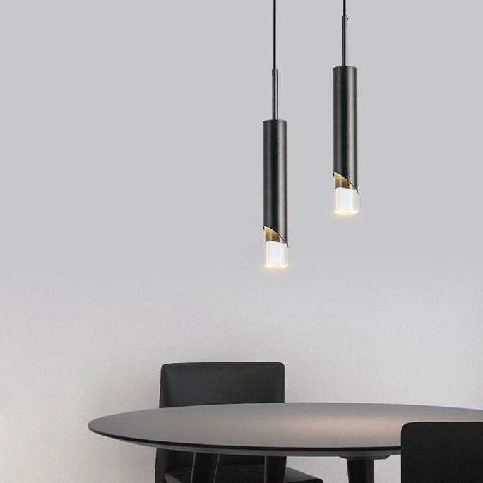 1-licht cilindrisch LED hangend licht in moderne luxe stijl smeedijzeren hanglamp met heldere acrylschaduw