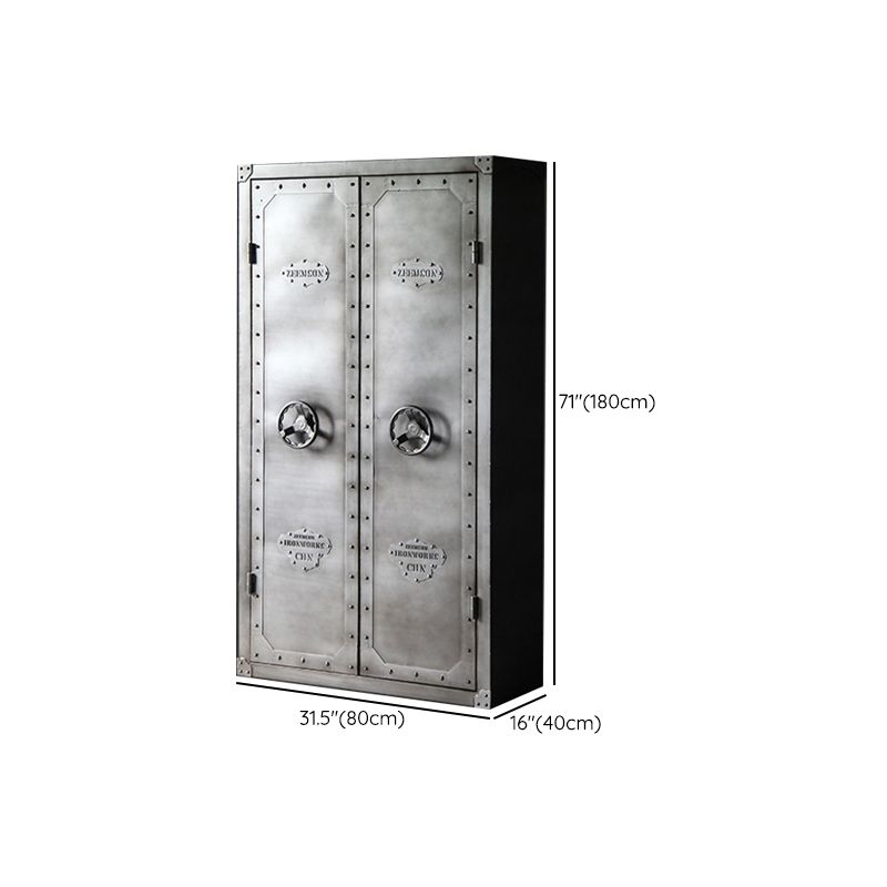 Industrial Metal Wardrobe Closet Freestanding Wardrobe in Grey