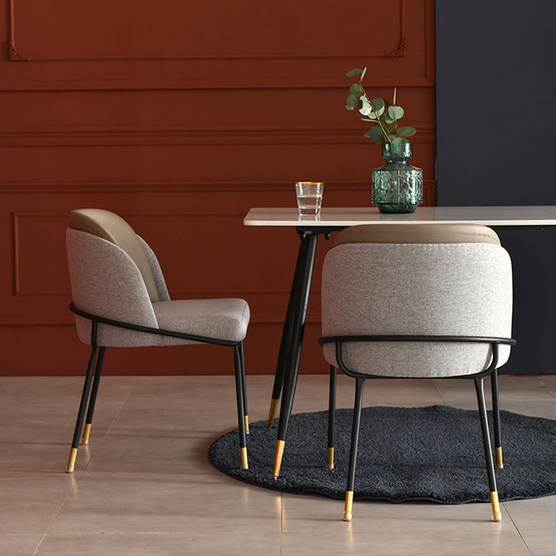 Sillas de comedor sin brazos de tela Glam, silla de comedor de metal para uso doméstico
