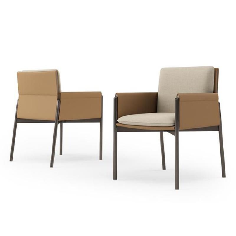 Silla casera de cuero de estilo diseñador, sillón lateral de comedor con respaldo sólido