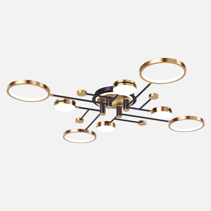 New Modern Metal Flush Light Sputnik Semi Flush Ceiling Light Fixtures for Living Room