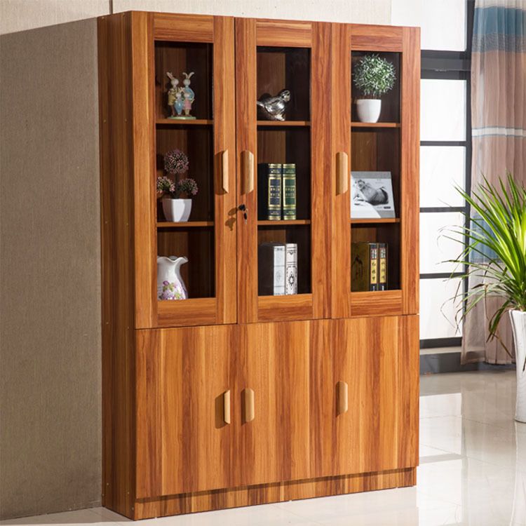 Modern Bookcase Closed Back Engineered Wood Bookshelf with Doors