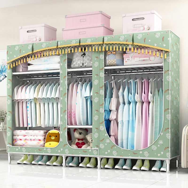 Contemporary Style Steel Wardrobe 3-door Wardrobe Closet with Legs