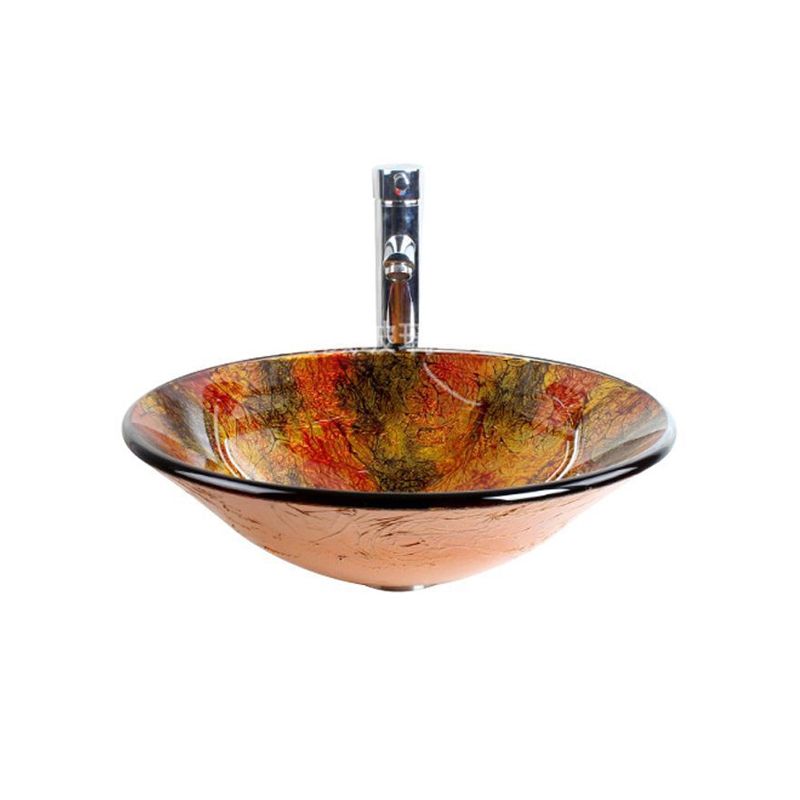 Traditional Vessel Bathroom Sink Round Hand Distressed Basin Sink(Not Including Faucet)