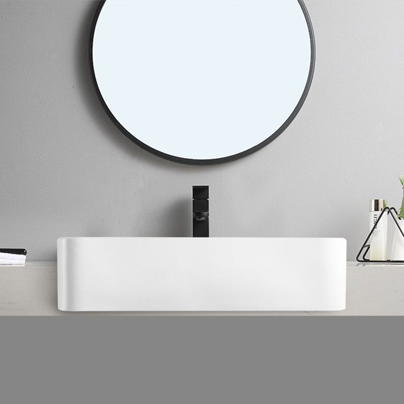 Modern Bathroom Sink Rectangular Vessel Lavatory Sink in White(Not Included Faucet)