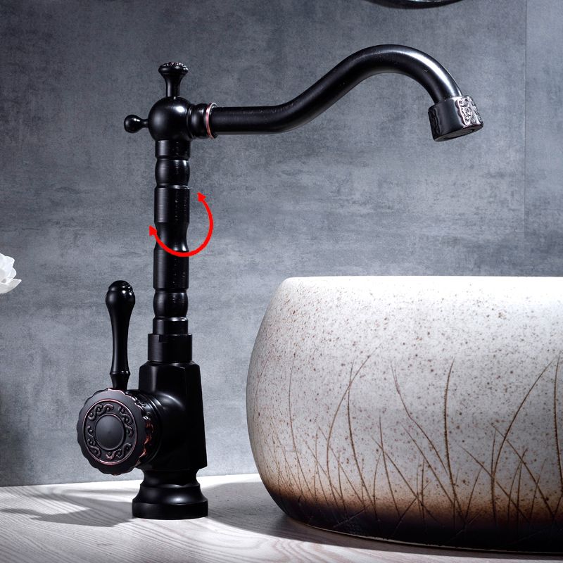 Glam Style Vessel Sink Faucet Swivel Spout Lever Handle Vessel Faucet