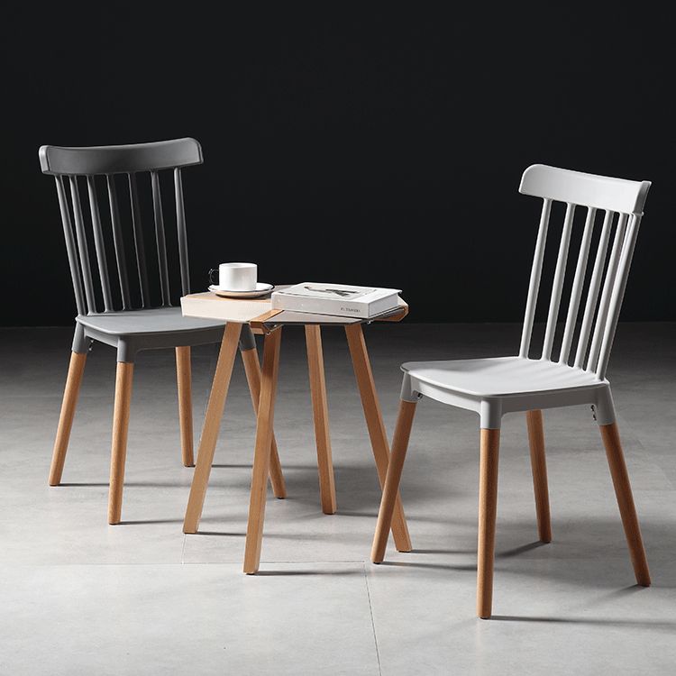 Silla con respaldo de listones de estilo moderno, sillas sin brazos con patas de madera para cocina