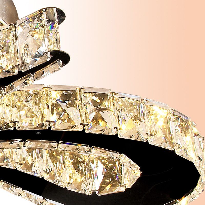 Plafonnier encastré en forme de larme de cristal, lumière LED encastrée moderne chromée pour le salon