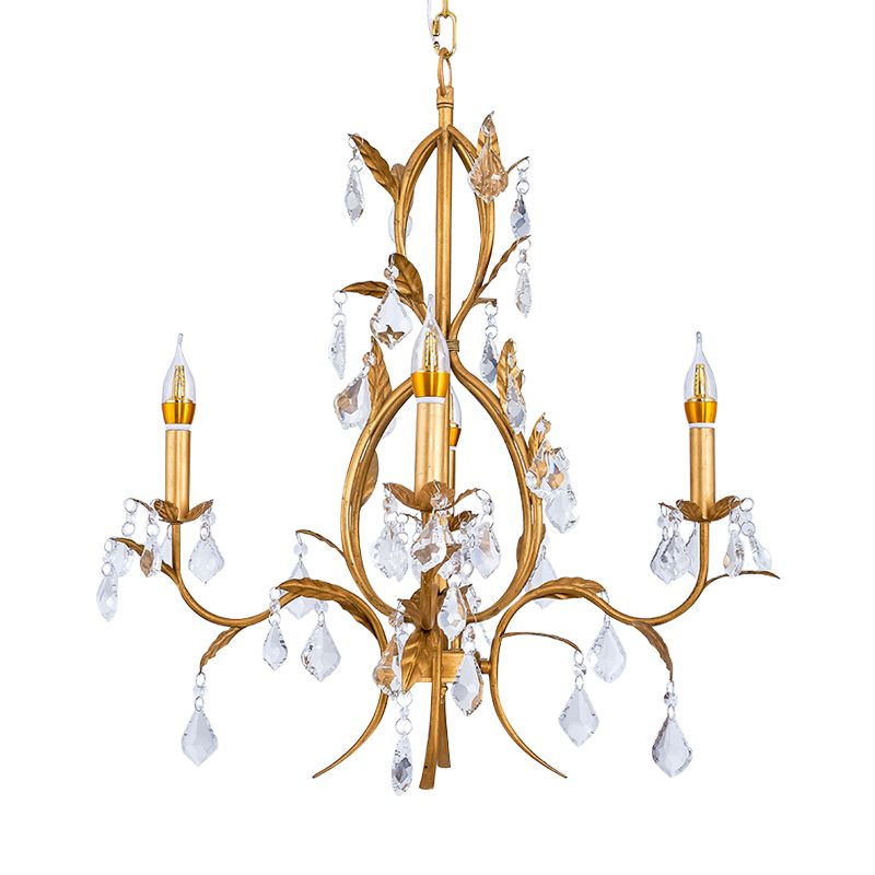 4 luci soffitto a sospensione Luce a candela contemporanea Crystal Drip Classic lampadario Apparecchiatura in oro in oro