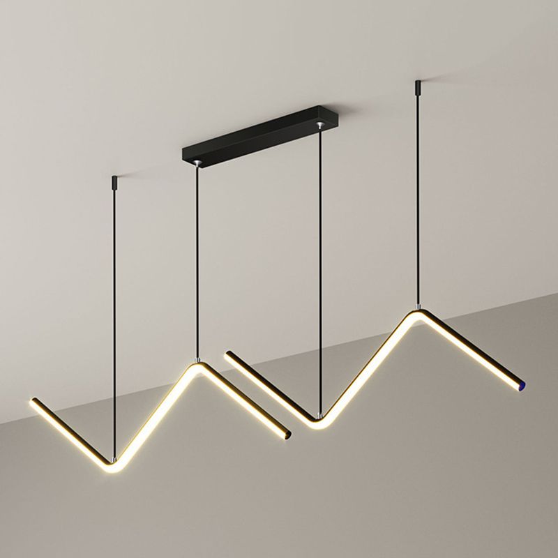 Modern Metal Chandelier Lamp Linear LED Island Pendant for Dining Room