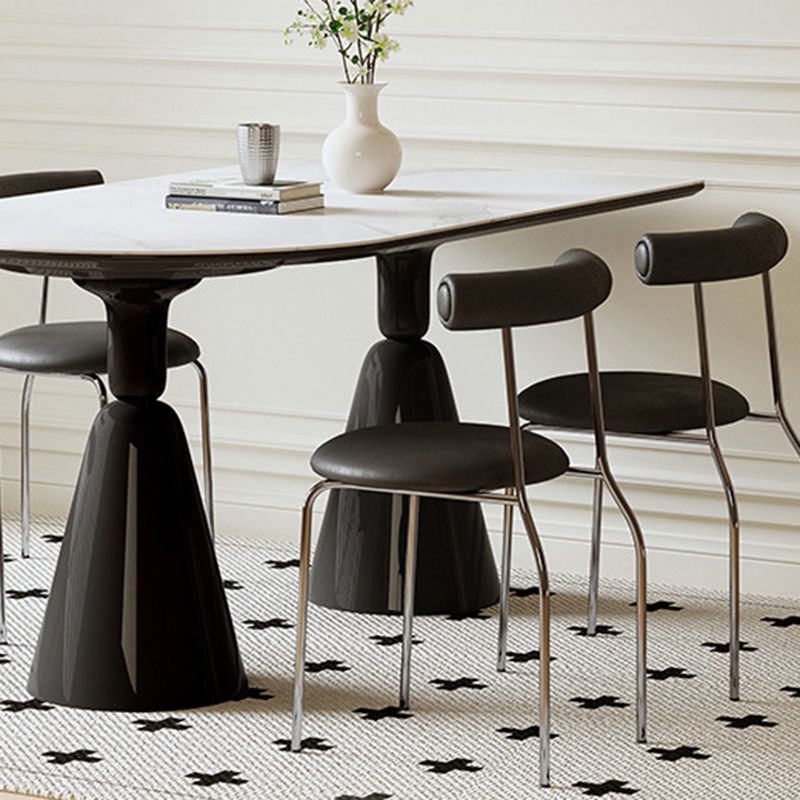 Contemporary Dining Room Dinner Table Oval Double Pedestal Dining Table