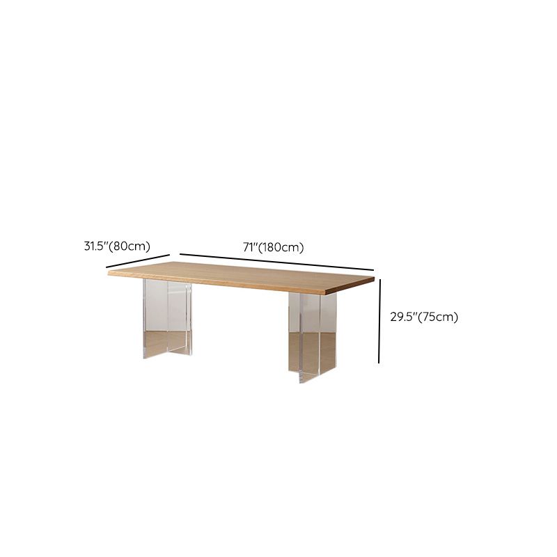Glam Rectangle Table Wooden Table with Acrylic Legs for Home