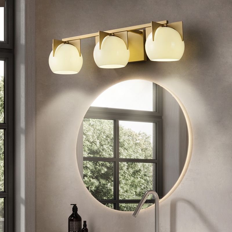 Postmodern Metal Wall Sconce Geometric Shape Vanity Lamp with Glass Shade for Bathroom