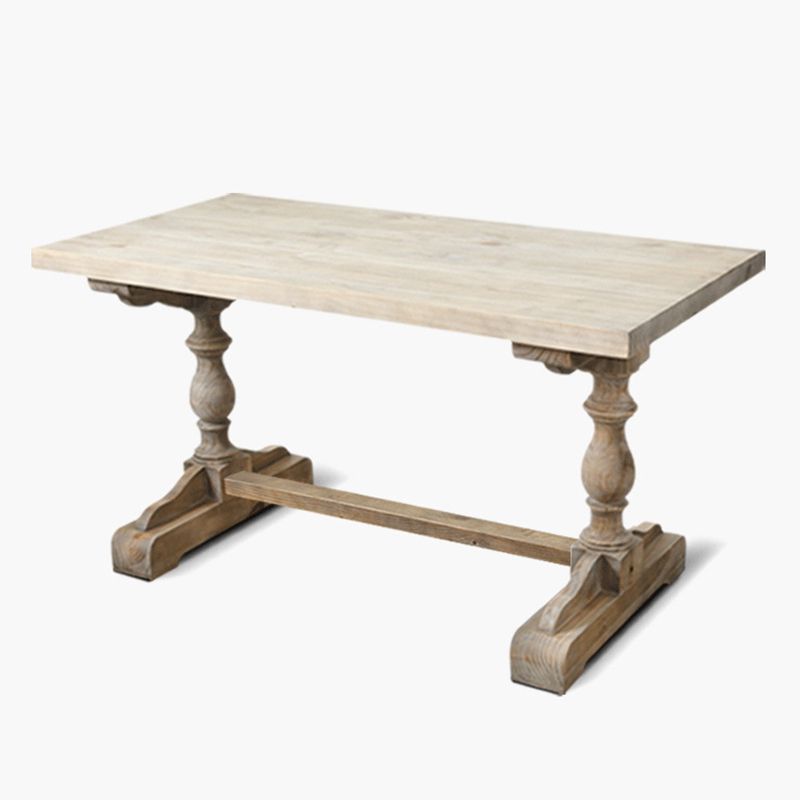 Solid Wood Dining Table Modern Rectangular Table with Trestle Base