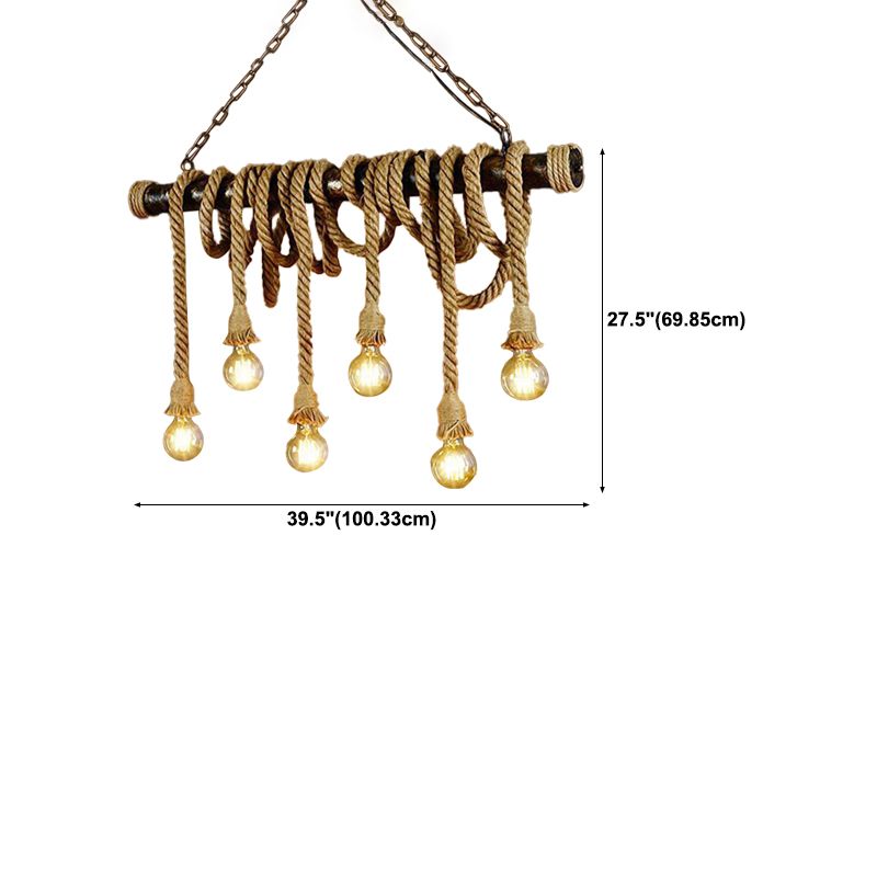 Industrial Hanging Light Exposed Bulb Island Lamp with Rope for Restaurant