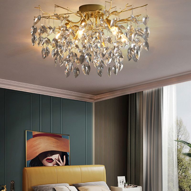 Modern Simple Crystal Ceiling Light Geometry Shape Ceiling Lamp for Bedroom