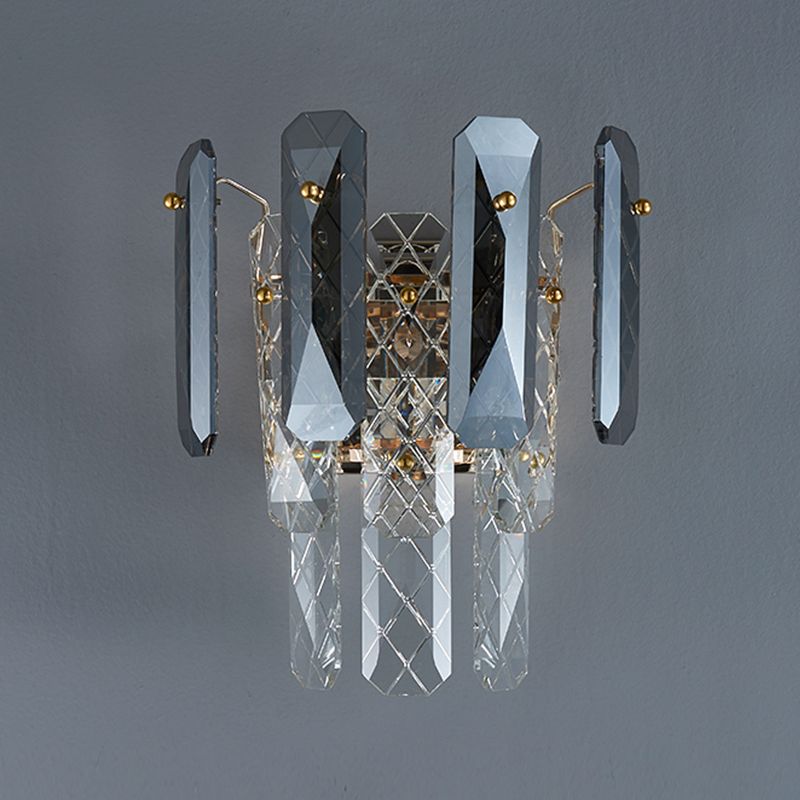 Modern Style Three-Tiered Wall Light Crystal 2 Light Sconces for Bedroom