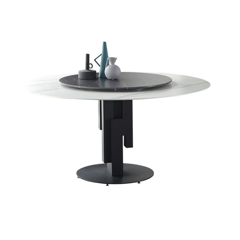 Modern Round Dinette Set 1/4/7 Pieces Sintered Stone Top Dining Table Set with Turntable