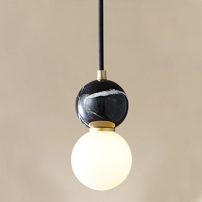 Marble Sphérique Shade Hanging Lights Modern Style 1 Tête Hanging Mount Fixture For Bedroom