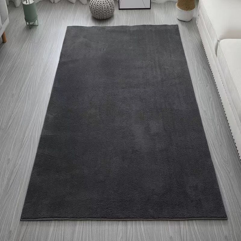Dark Brown Modern Rug Polyester Solid Color Rug Non-Slip Backing Rug for Drawing Room