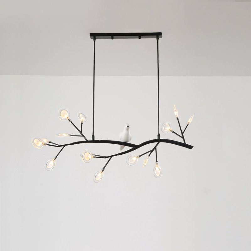 Branch Dining Room Island Pendant Light Acrylic LED Contemporary Hanging Lamp Kit with Bird Decoration