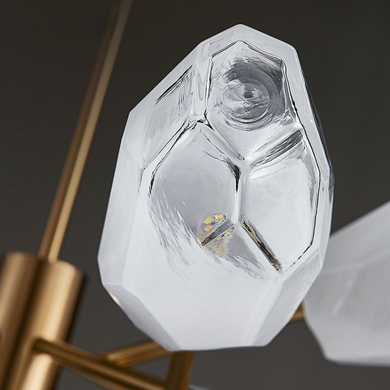 Frosted Glass Gem Pendant Lighting Postmodern Gold Finish Chandelier for Living Room