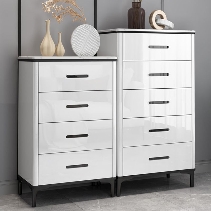 Glam Stone Storage Chest Bedroom White 16" Wide Chest with Drawers