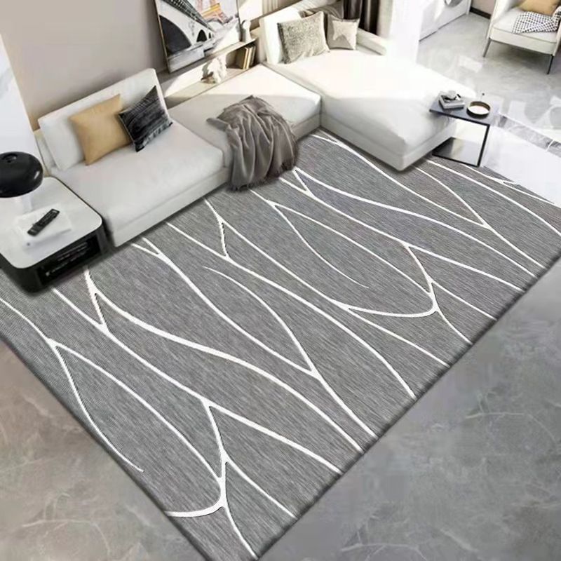 Dark Gray Modern Rug Polyester Geometric Scheme Rug Washable Rug for Drawing Room