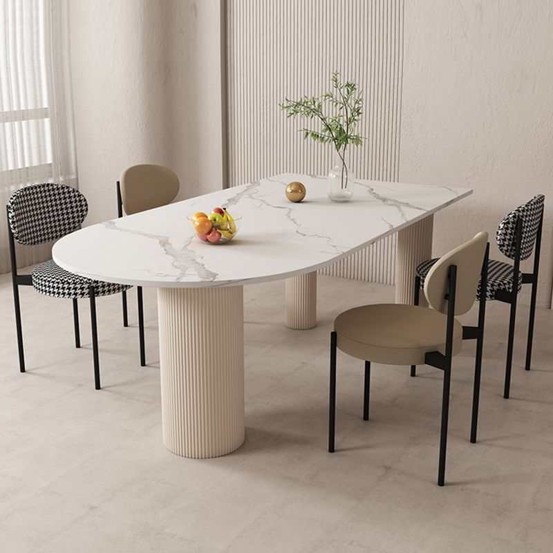 Contemporary Style Dining Sintered Stone Table Metal Table for Kitchen