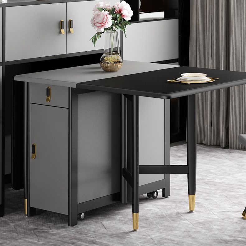 Rechthoekige zwarte eettafel Vintage uitschuifbare tafel voor eetkamer