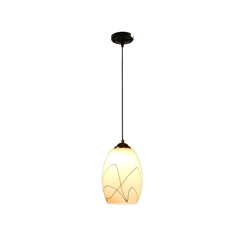 Wave Tulip White Glass Anhängerlampe moderne 1 Kopf schwarz hängende Deckenleuchte für Esszimmer