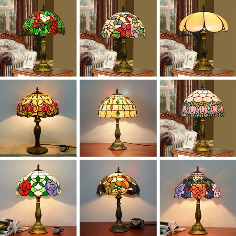 1 tête de tête lampe décorative dôme ombre en verre tachée