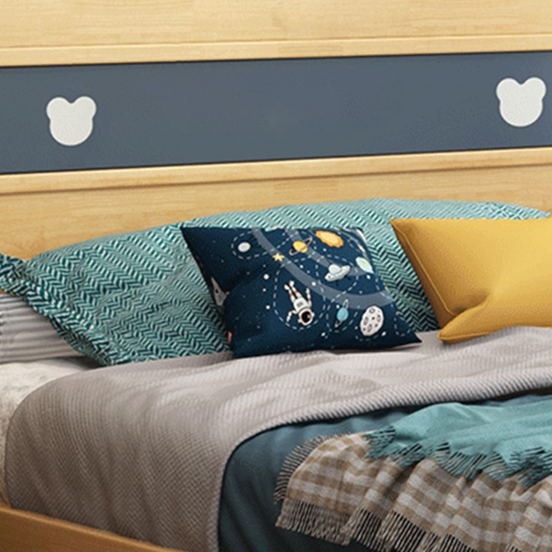 Scandinavian Solid Wood Mattress Included with Headboard Camelback Panel Bed Frame