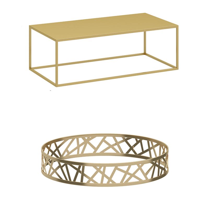Mid-Century Modern Square Cocktail Table Iron Frame 1 Single Coffee Table - 15.75" H