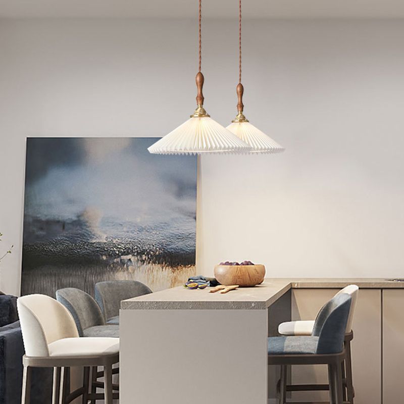 Conical Hanging Pendant Light Minimalist Wood Dining Room Hanging Light Fixture