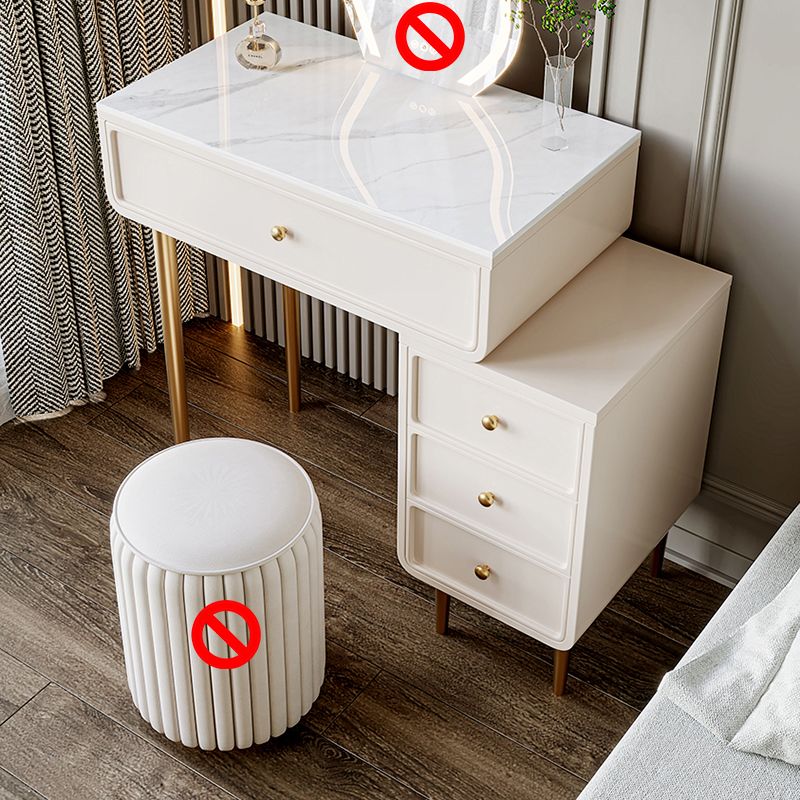 Luxurious Vanity Makeup Dressing Table Solid Wood Dresser with Metal Legs