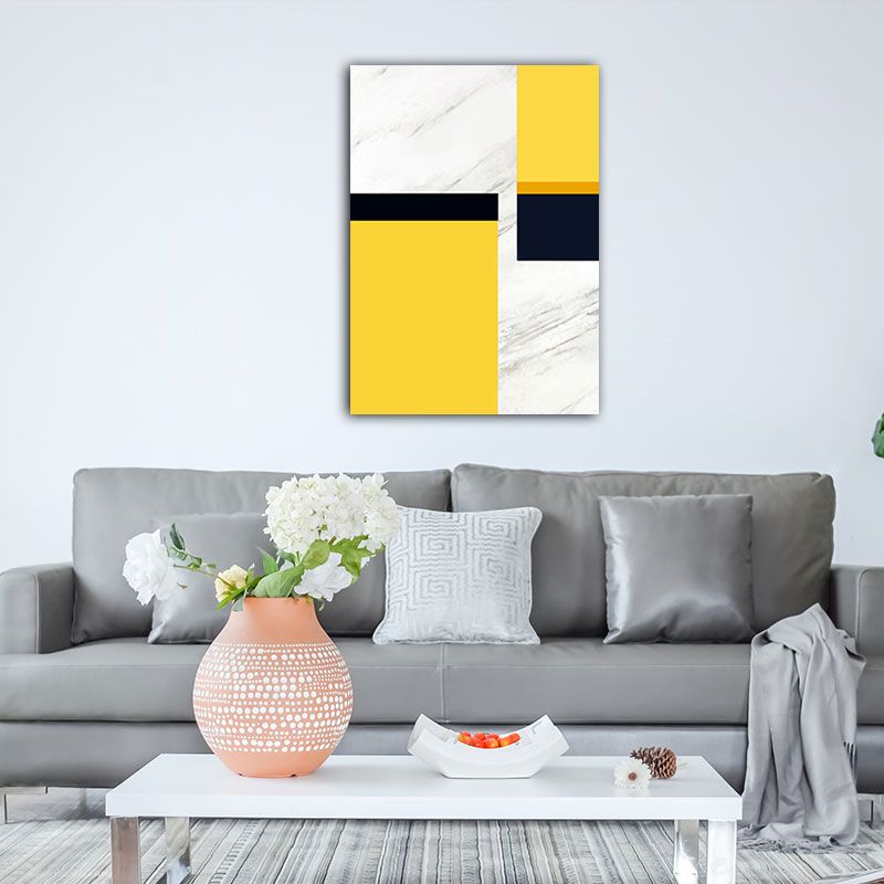 Canvas Yellow Wall Decor Modern Style Geometric Painting, Multiple Sizes Options