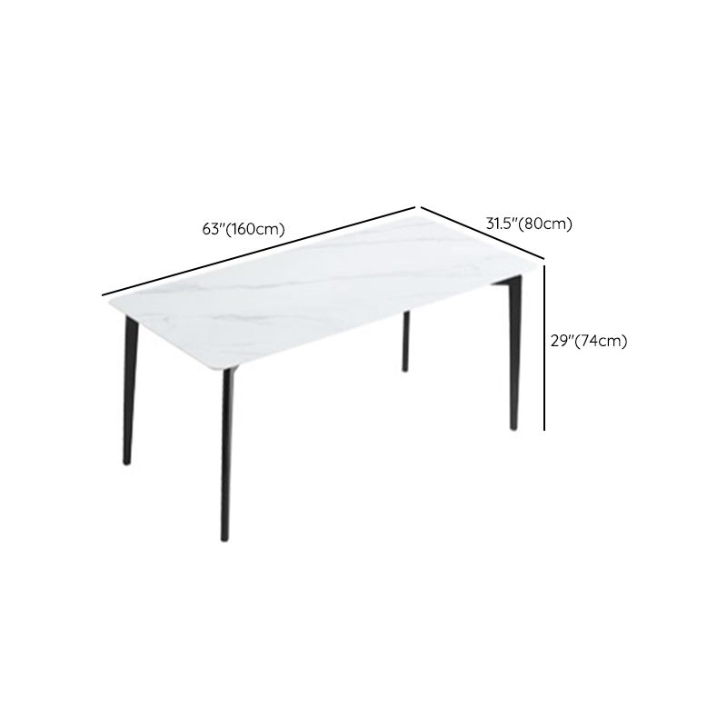 Contemporary Rectangular Stone Dining Table with 4 Steel Fool
