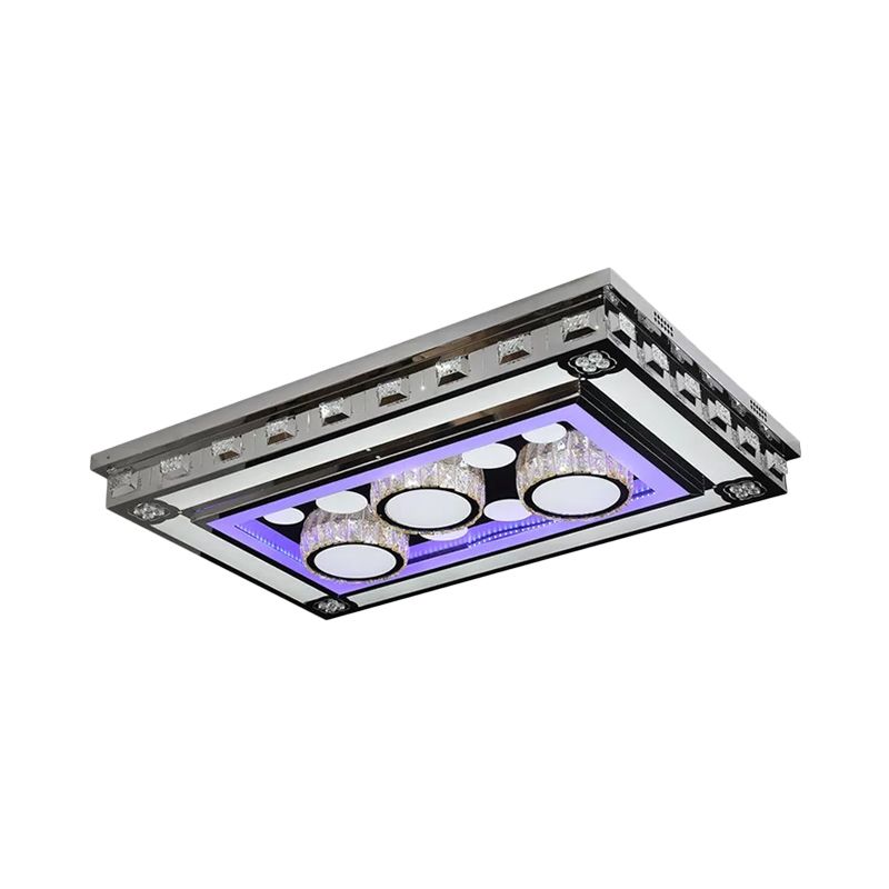 Rectangle Crystal Flush Ceiling Light Fixture Simple LED Purple Flush Mount Lighting for Living Room