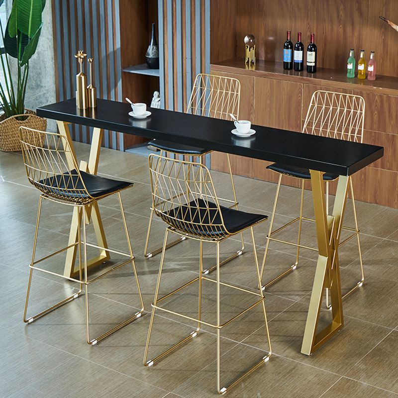 Modern Style Solid Wood Bar Table Set 1/2/5 Pcs Rectangular Pub Set for Indoor