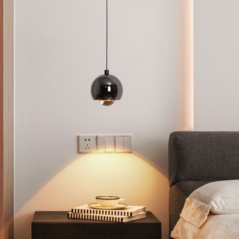 Postmodern Aluminum Pendant Light Globe 4" Wide LED Hanging Pendant for Bedroom