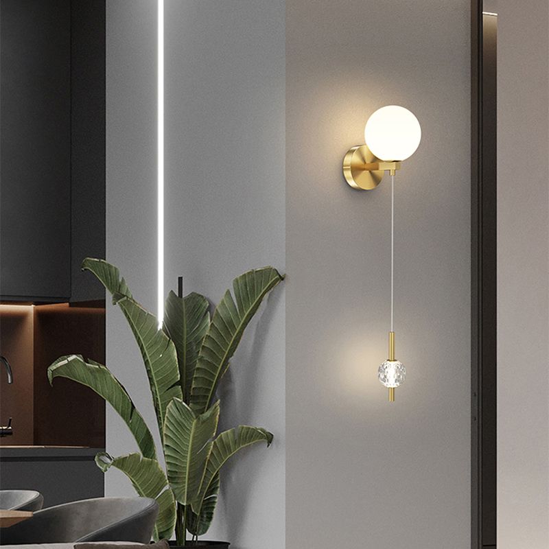 Modern 2 - Light Wall Sconce Solid Brass and Glass Wall Fixture in Gold