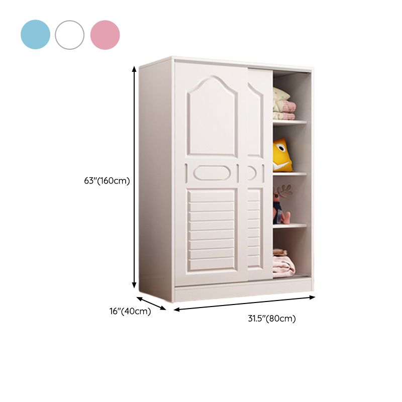 Manufactured Wood Kids Closet Contemporary White Armoire Cabinet with 1 Sliding Door